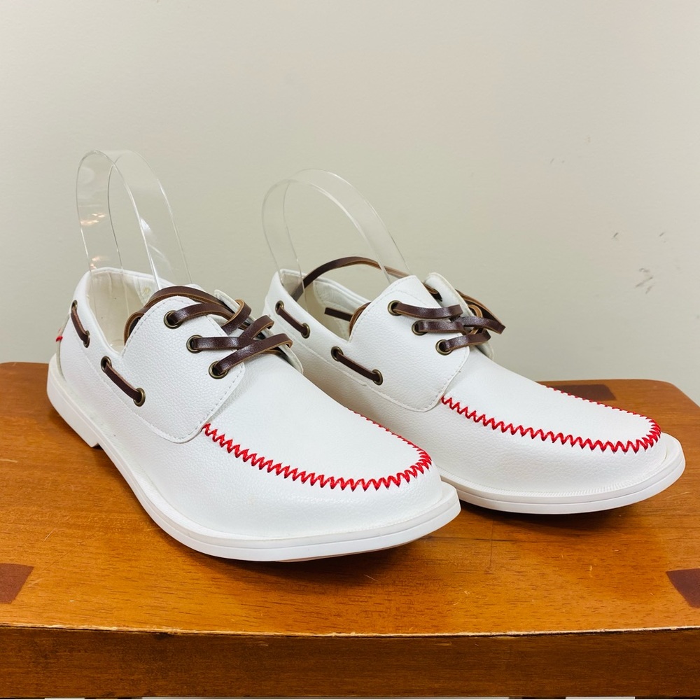 Unisex Baseball Faux Leather Boat Shoes NWT